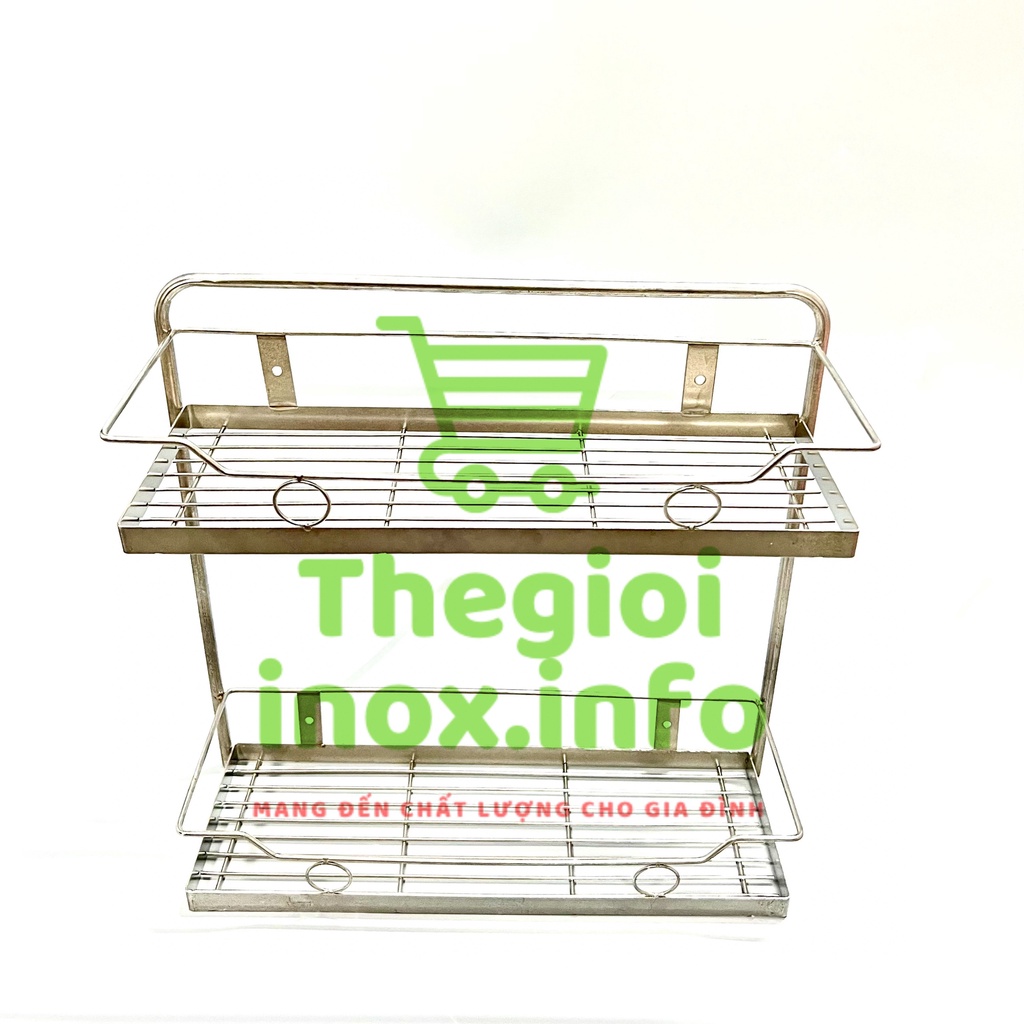 Kệ gia vị 1 tầng - 2 tầng, kệ nhà tắm 2 tầng treo tường 100% inox 304