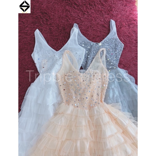 Đầm dự tiệc công chúa xếp tầng kết cườm sang trọng rất đẹp - size M/L - MS342V