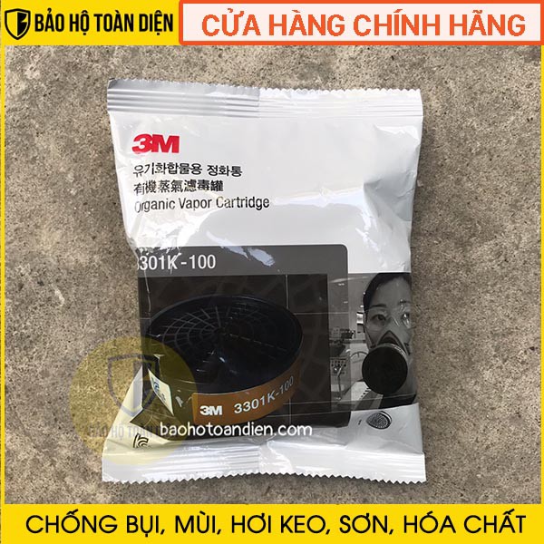 Phin lọc 3M 3301K-100 lọc hơi hữu cơ, hóa chất, thuốc trừ sâu dùng cho mặt nạ 3M 3200 loại 1 phin lọc [Chính hãng]