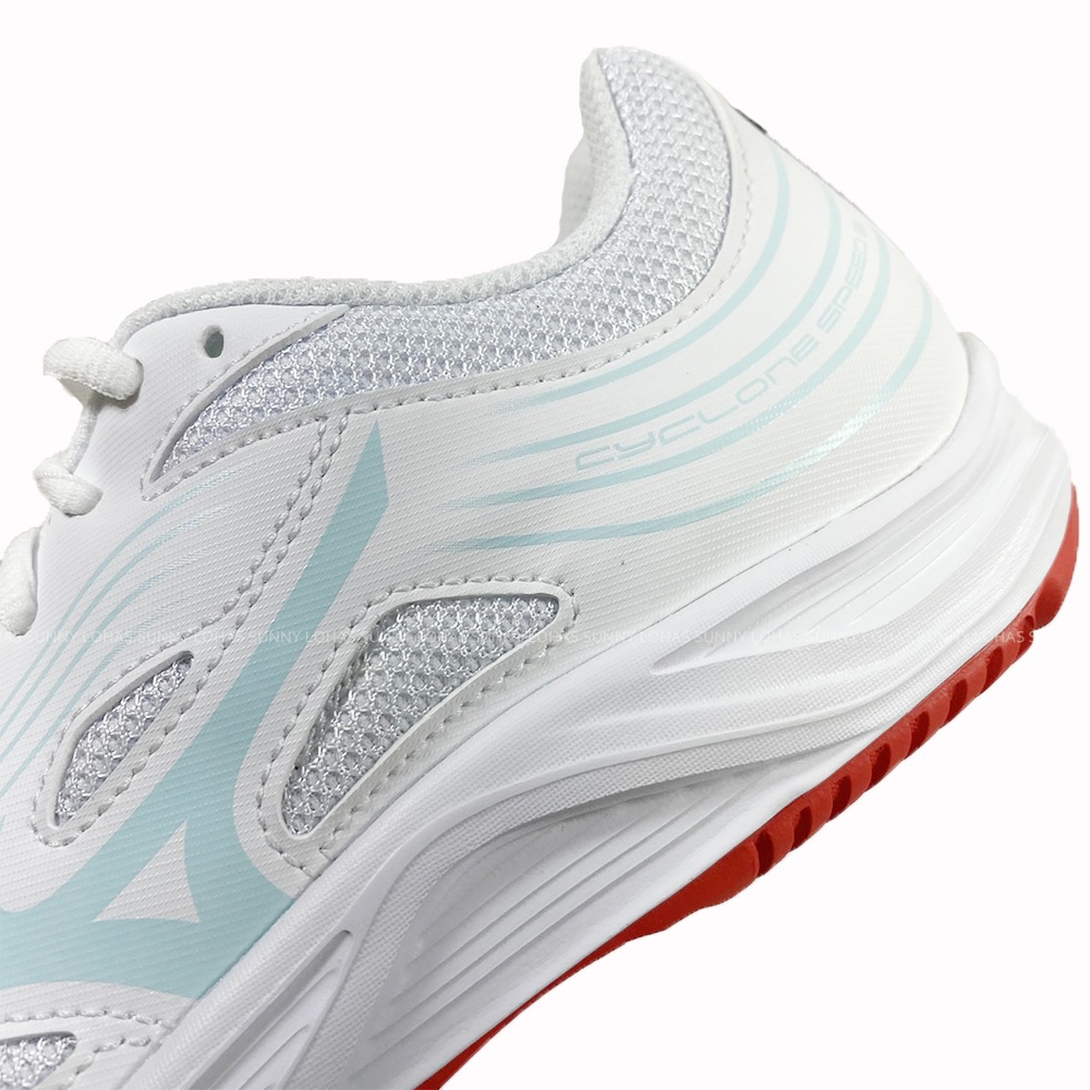 Giày cầu lông mizuno dành cho nam và nữ cyclone speed 3 V1GA218010 mẫu mới màu trắng đế đỏ