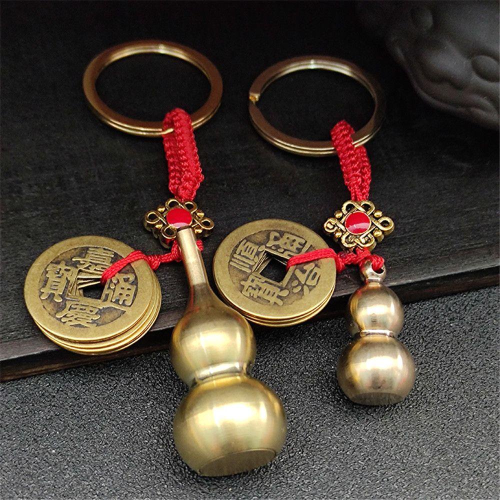Móc Khóa Hình Quả Bầu May Mắn Bằng Đồng Thau Nguyên Chấ