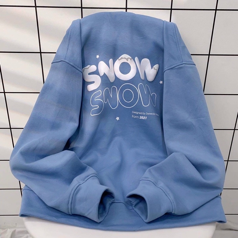 Áo Khoác Nỉ Bông SNOW Form Rộng Vải Nỉ Bông Unisex Ulzzang Màu Xanh Trắng | BigBuy360 - bigbuy360.vn