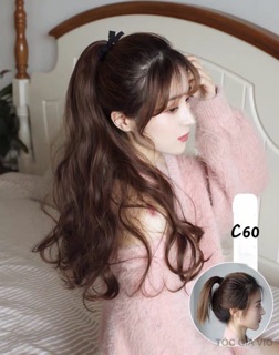 (ĐỌC KĨ MÔ TẢ) - [CAO CẤP] <HÌNH THẬT>TÓC CỘT XOĂN LỌN DÀI 65CM 180G-C60