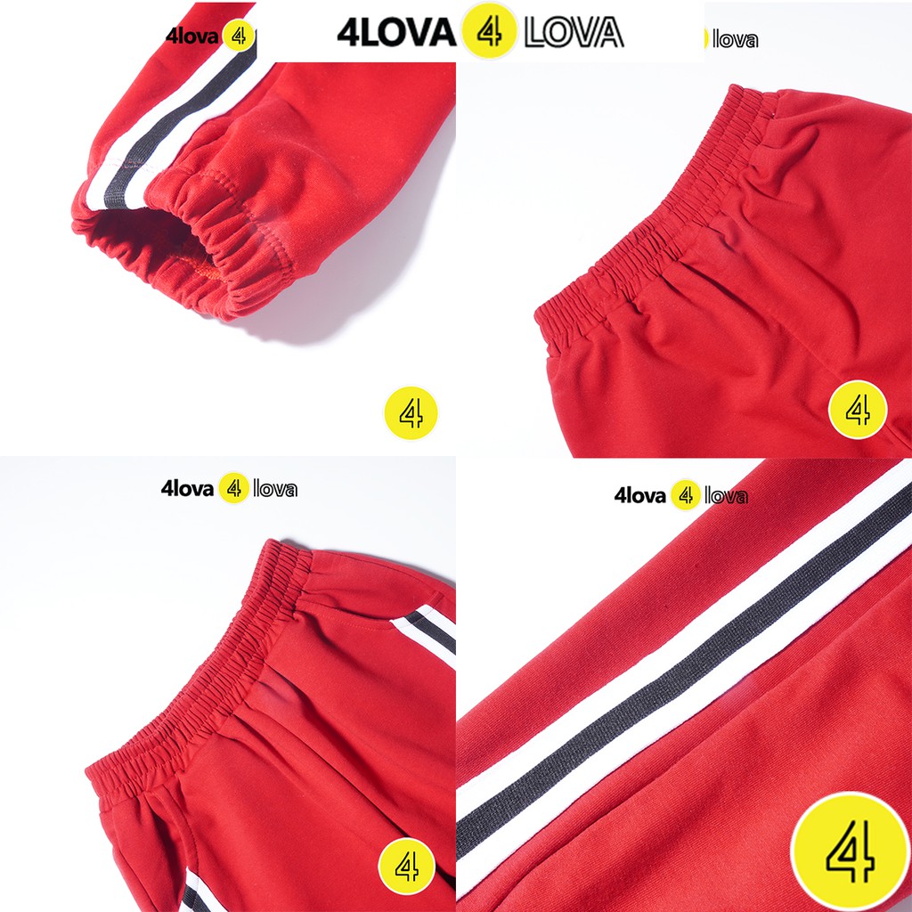 Quần thun 4LOVA chất cotton nỉ da cá dày dặn họa tiết kẻ sọc thể thao cho bé trai