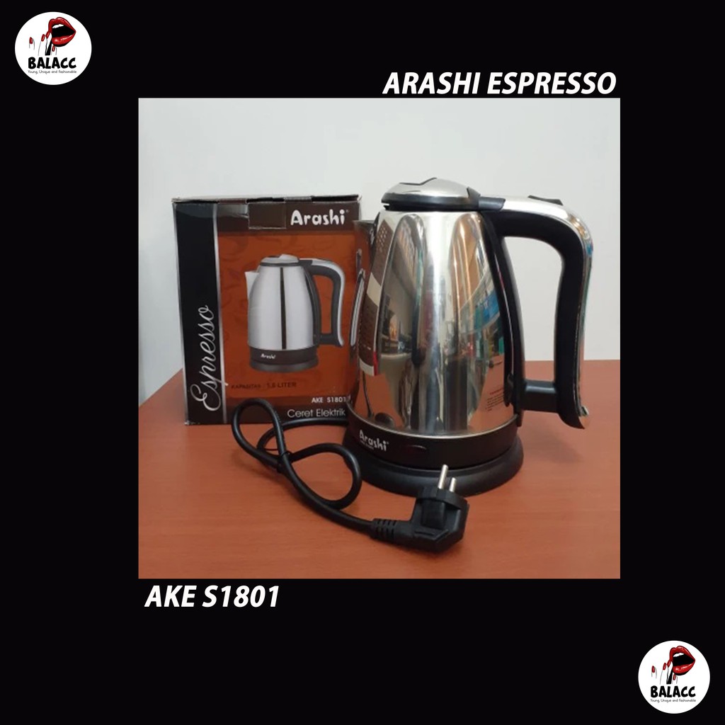 Ấm Đun Nước Tự Động Bằng Điện Arashi Espresso 1.8 Liter
