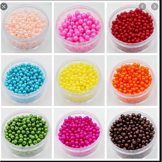 25 gam hạt châu, hạt cườm,hạt bẹt nhựa đủ màu nhiều size 4-6-8-10-12mm