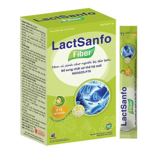 Lactsanfo Fiber men vi sinh dành cho người bị táo bón, biếng ăn Hộp 20 gói
