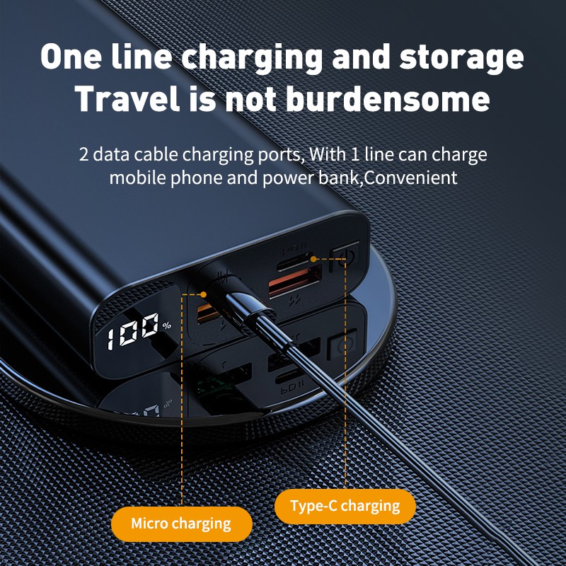 BASIKE 20000 mAh power bank 22.5W power digital display metal material with charging cable