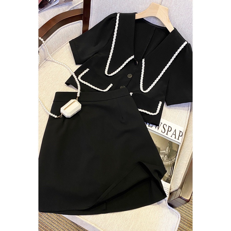 Sét Váy Bigsize Viền Ren Cổ Nhọn JARI-CLOTHES Đen Lót Quần Nữ Đẹp