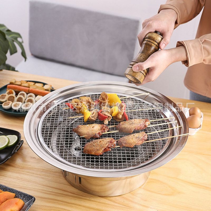 Bếp nướng  BBQ than hoa Hàn Quốc 7 món   k khói chất liệu thép không gỉ