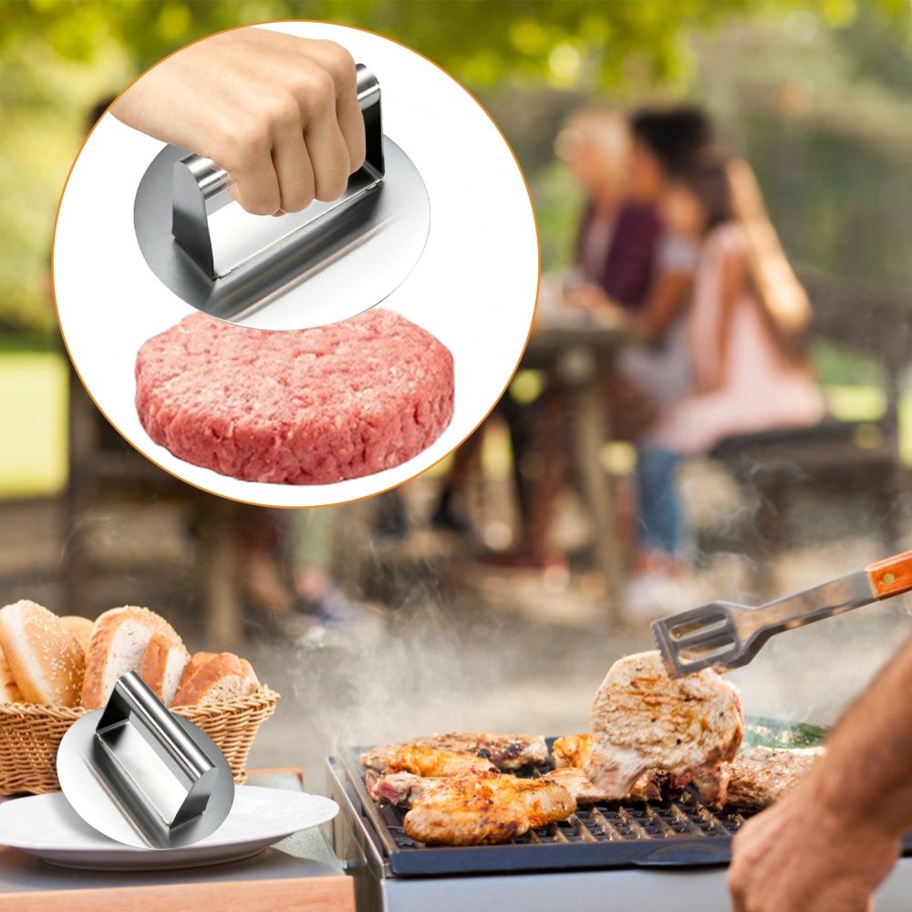 Dụng Cụ Ép Thịt Làm Bánh Hamburger Bằng Thép Không Gỉ Không Dính Mịn Chuyên Nghiệp