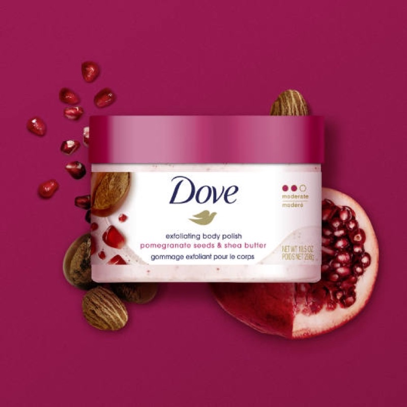 BẢN MỸ - Kem tẩy tế bào chết Dove Exfoliating Body Polish Pomegranate &amp; Shea 298g - Tẩy tế bào chết Lựu Dove