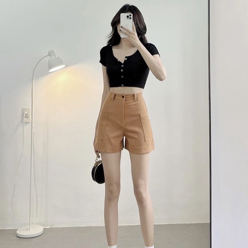🌱ÁO CROPTOP CÚC BẤM TAY NGẮN 🌱Chizi Shop