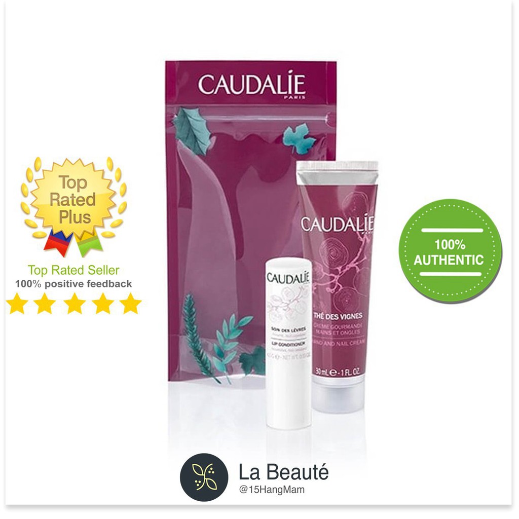 [Mã giảm giá mỹ phẩm chính hãng] Caudalie Hand Cream Travel Trio Set - Bộ Sản Phẩm Kem Tay và Dưỡng Môi Du Lịch Caudalie