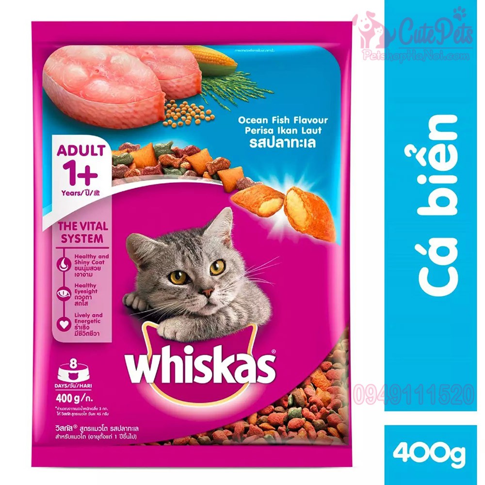 Thức Ăn Hạt Cho Mèo Lớn Whiskas Adult Gói 400g - CutePets