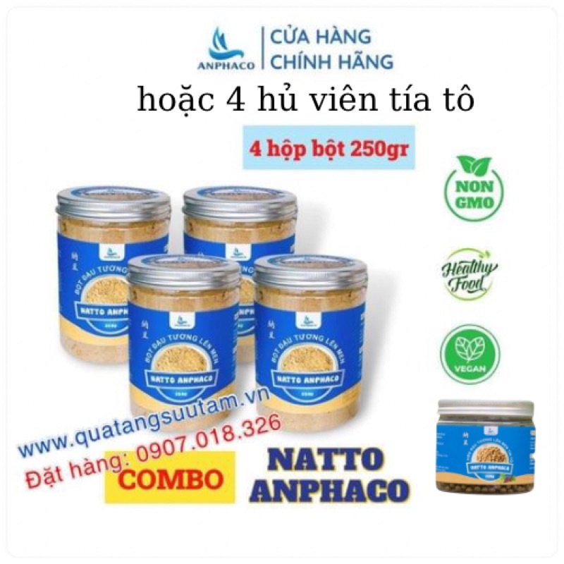 Natto Anphaco- Combo 4 hủ viên tía tô/ Bột &lt;Giảm 300k&gt;, đậu tương lên men - healthy food- NON GMO
