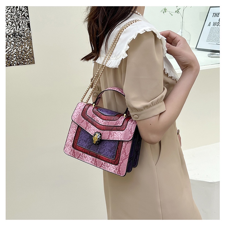 Túi Đeo Chéo Họa Tiết Da Rắn Màu Sắc Tương Phản Phong Cách Âu Mỹ Thời Trang Cho Nữ