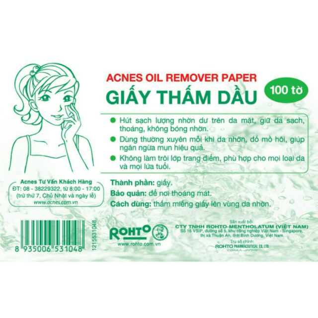 Giấy thấm dầu Acnes chính hãng