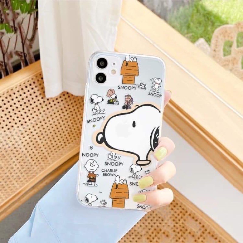 Ốp 11 Pro Max 11 11 Pro Xs max X 8plus 7plus 8 7 6plus 6splus Chó Snoopy và Shin in 3D 4 góc silicon bảo vệ cam