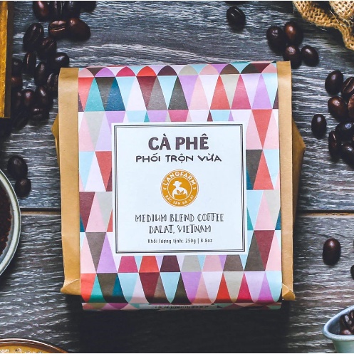 Cà phê phối trộn L'angfarm, 250g, bịch thơm ngon đậm đà