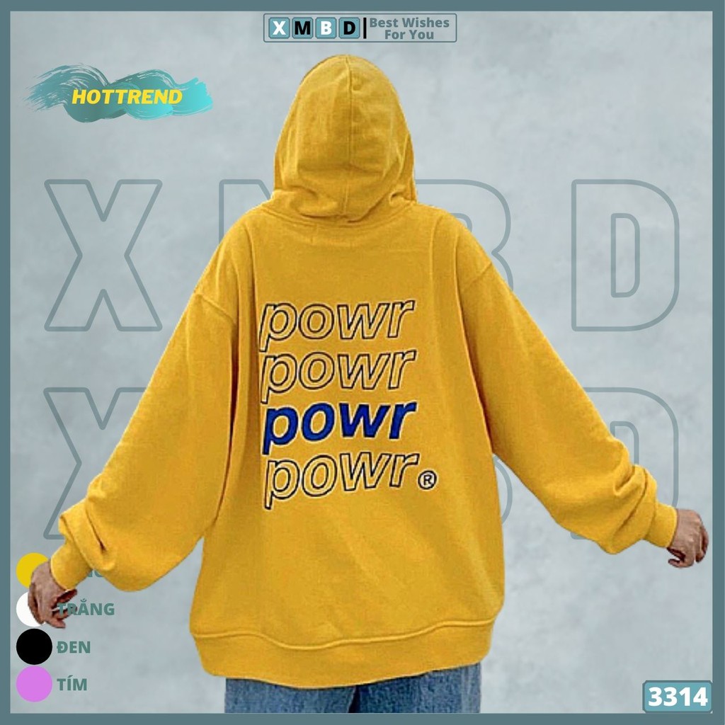 Áo Khoác Nỉ "POWR" Nỉ Hàng QC Dày Dặn Jackets Nữ Nỉ Ngoại Form Rộng Unisex Nam Nữ in POWR - AK3314