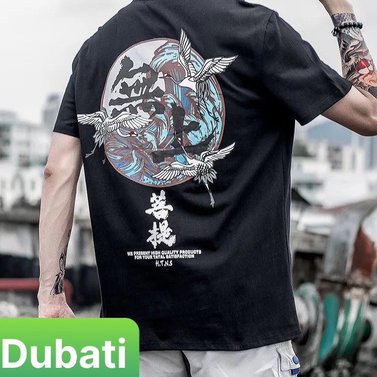 ÁO THUN NAM NỮ CON HẠC PHOM FORM RỘNG TAY LỠ HOT TREND MẠNH MẼ SÀNH ĐIỆU  - DUBATI FASHION