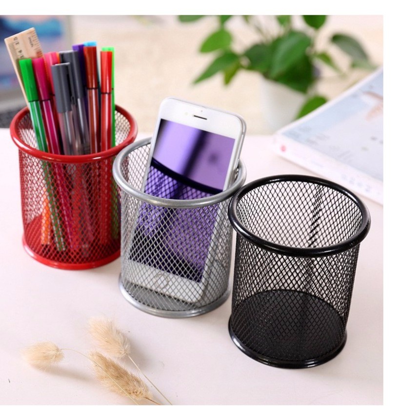 Hũ Giỏ Đựng Bút Lưới Sắt Văn Phòng Để Bàn - Ống Đựng Bút Kim Loại Văn Phòng Phẩm 1385