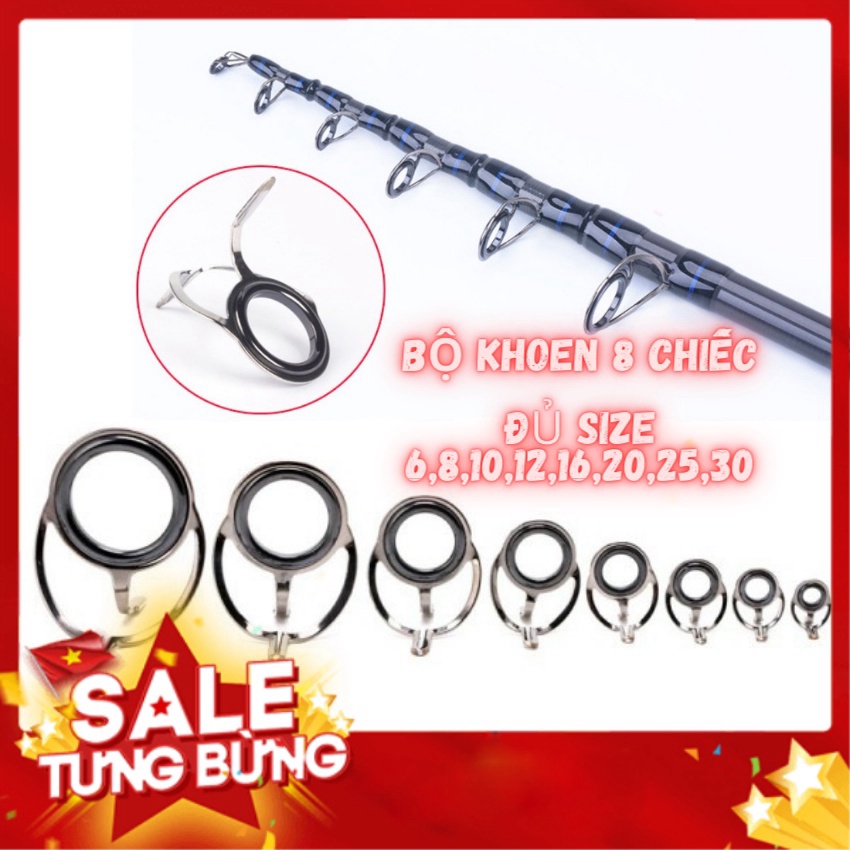 BỘ KHOEN CẦN MÁY 8 CHIẾC ĐỦ SIZE - KC03 dùng cho cần máy, cần 2 khúc, cần iso, cần lancer... - Đồ Câu DHS