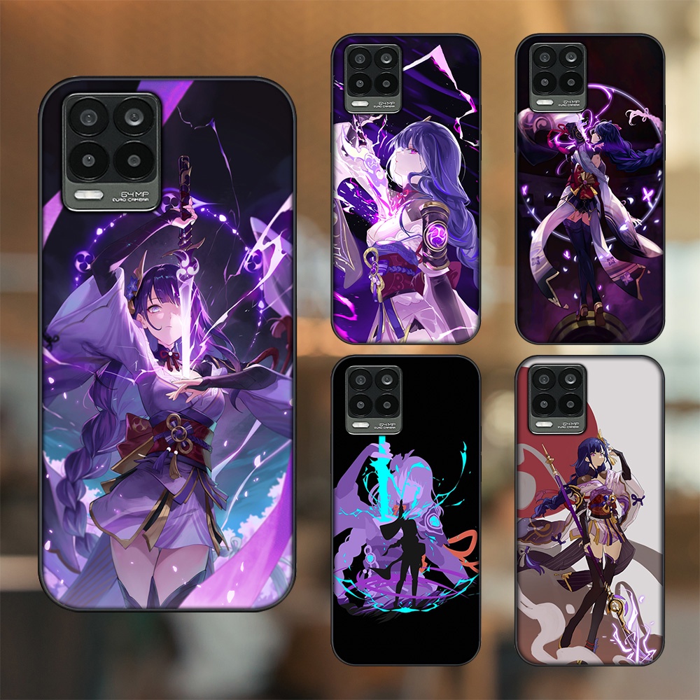 Ốp lưng Realme 8, 8 Pro viền đen in hình Raiden Shogun Genshin Impact