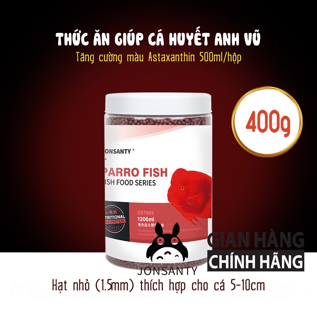 Thức ăn cá hãng JONSANTY bổ sung các nguyên tố vi lượng cần thiết để tăng màu nhanh, lên màu đỏ sau 7 ngày