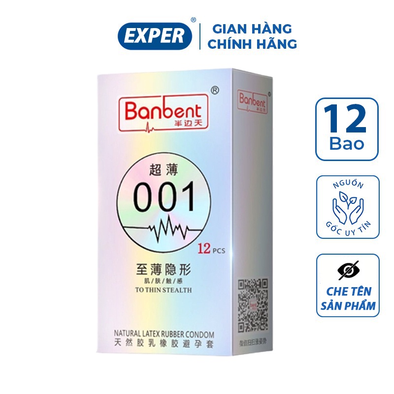 Bao cao su BANBENT 001 To thin stealth, bcs 0.01 siêu mỏng kéo dài thời gian quan hệ