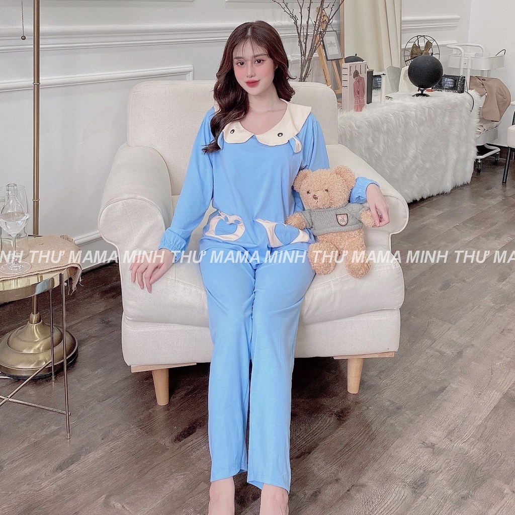 Bộ bầu - bộ sau sinh - chất liệu cotton mềm- mặc nhà thời trang trẻ ( bộ túi bàn chân gấu - QDTD - MS-06 )