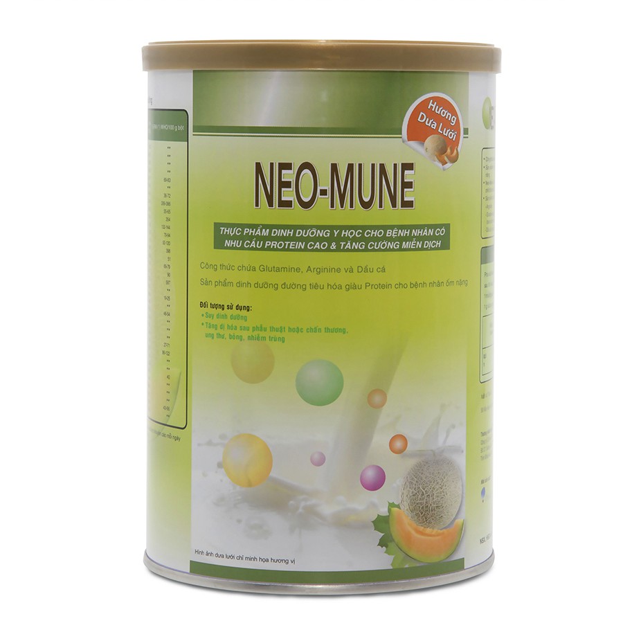 Sữa miễn dịch bổ sung Arginin, Glutamine, Dầu cá cùng đạm cao- Neo-Mune hương dưa lưới