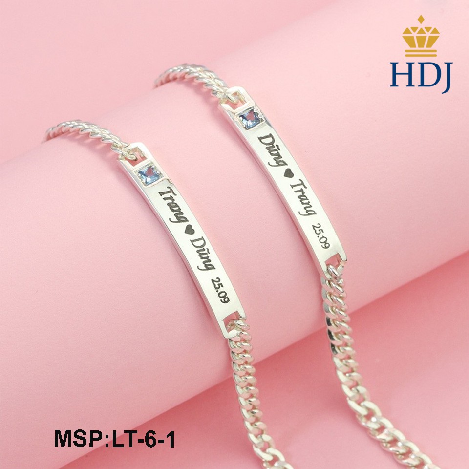 [MỚI]Vòng tay cặp đôi bạc thật khắc tên theo yêu cầu trang sức cao cấp HDJ mã LT-6-1