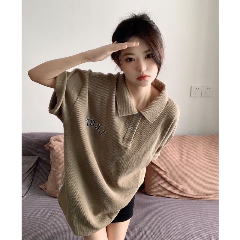 Áo polo form rộng tay lỡ chùm mông màu lạ LKOD cực xinh