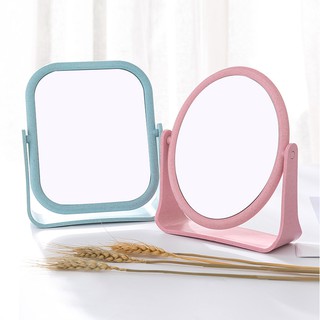 Gương Trang Điểm Lúa Mạch Để Bàn 2 Mặt, Gương Xoay 360 Độ (Màu Ngẫu Nhiên)