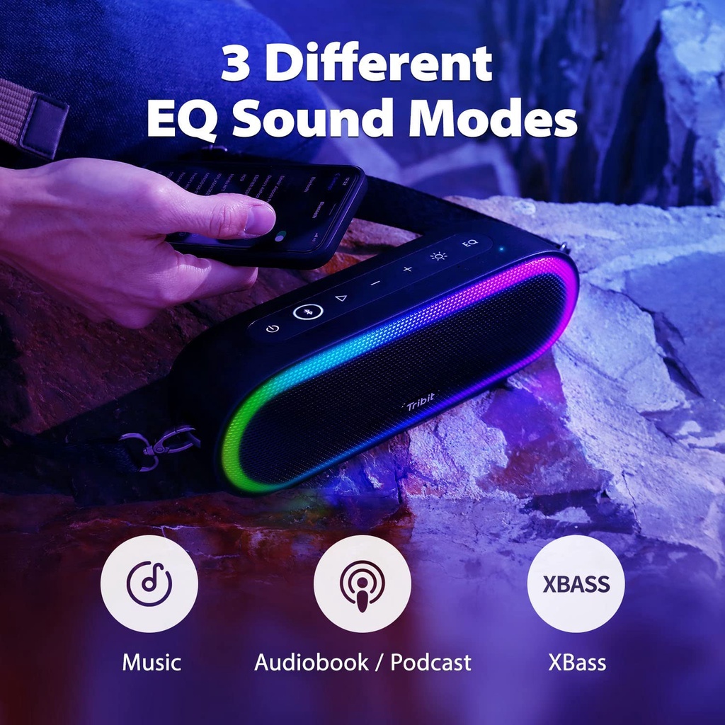 Loa Bluetooth Tribit XSound Mega - Âm trầm mạnh mẽ, công suất 30W, chống nước IPX7, đèn LED theo nhạc, Pin 20 giờ