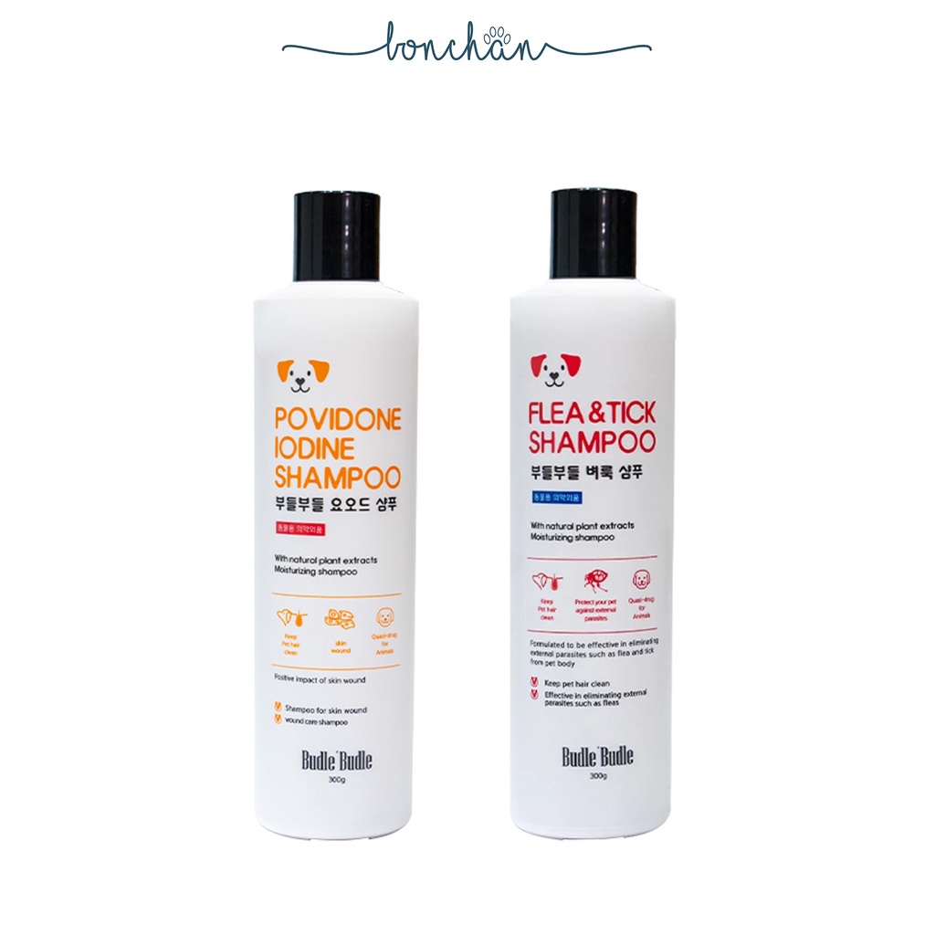 Sữa tắm Budle'Budle cho chó bị viêm da, sữa tắm ve, vảy gàu chai 300ml bonchan pet