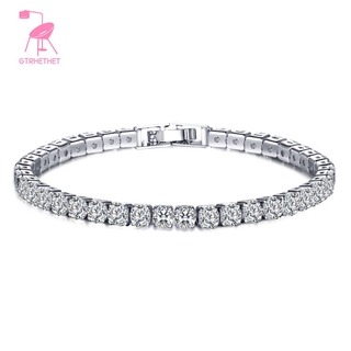 『In stock 』-Cubic Zirconia 1 Row Tennis Chain Bracelet Men And Women Jewelry Brass / Copper Material Clasp Bracelet Link Jewelry Silver