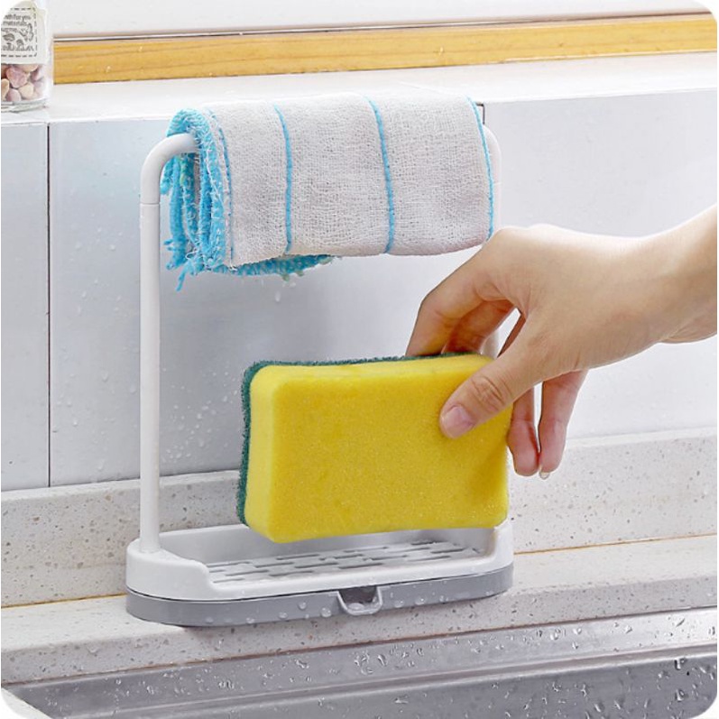 Giá đụng miếng rữa chén và treo khăn có thoát nước,,,