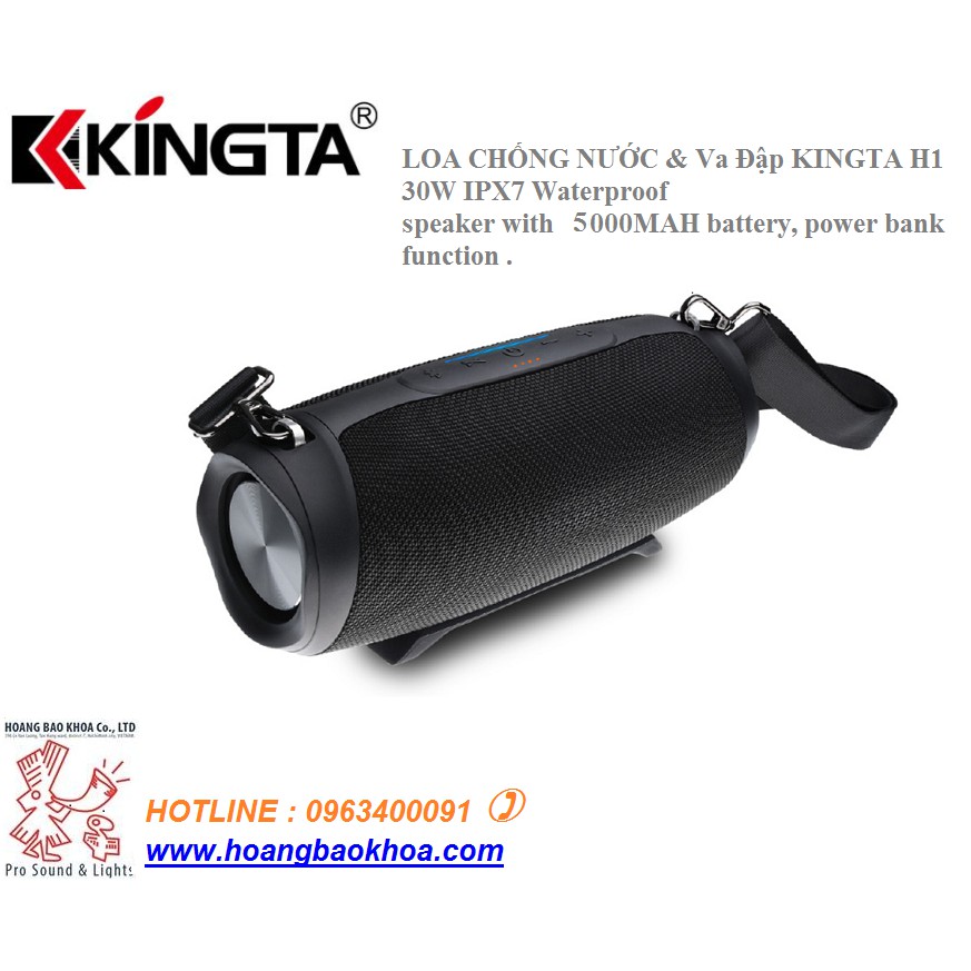 LOA BLUETOOTH KINGTA H1 -Thương hiêu USA- 30Watts- Pin 5000 mAh - Chống Nước và Va Đập