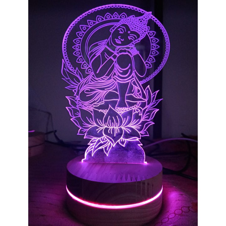 đèn led 3d hình Văn Thù Bồ Tát đế gỗ | BigBuy360 - bigbuy360.vn