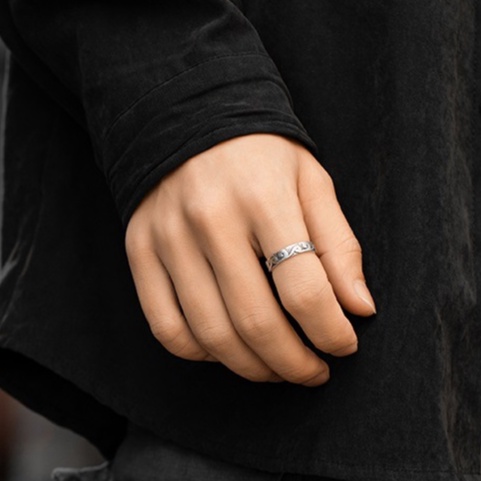 Nhẫn Nam Vân Mây Hình Cloudy Ring Loki Accessories Thời Trang Basic Màu Bạc Đẹp Cao Cấp - Nhẫn Nam Thép Titan Không Gỉ