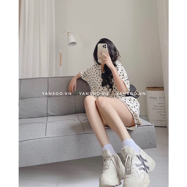 Sét Bộ chấm bi coton mặc nhà from rộng cực xinh phong cách Hàn Quốc chất đẹp , sét đi chơi đẹp by YANSOO