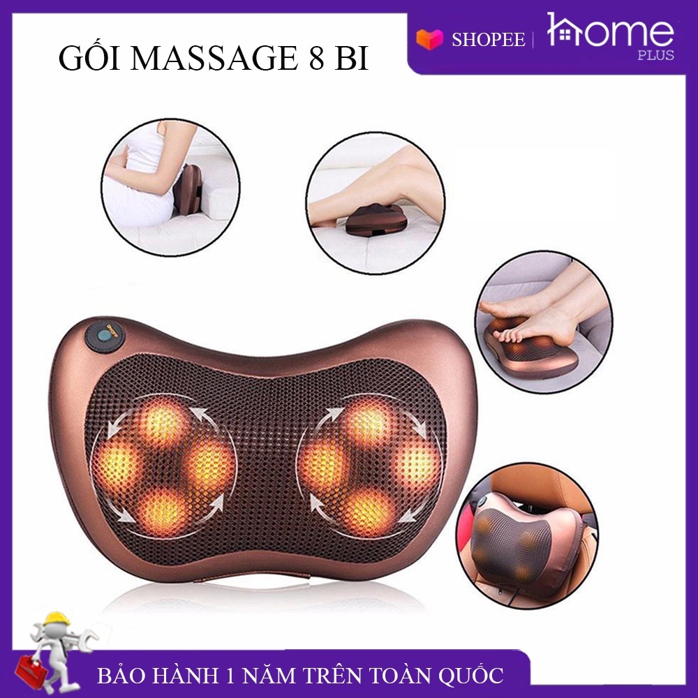 Gối massage, máy massage vai gáy 8 bi hồng ngoại cao cấp thế hệ mới, dùng được cho cả trên xe ô tô. Bảo hành 2 năm