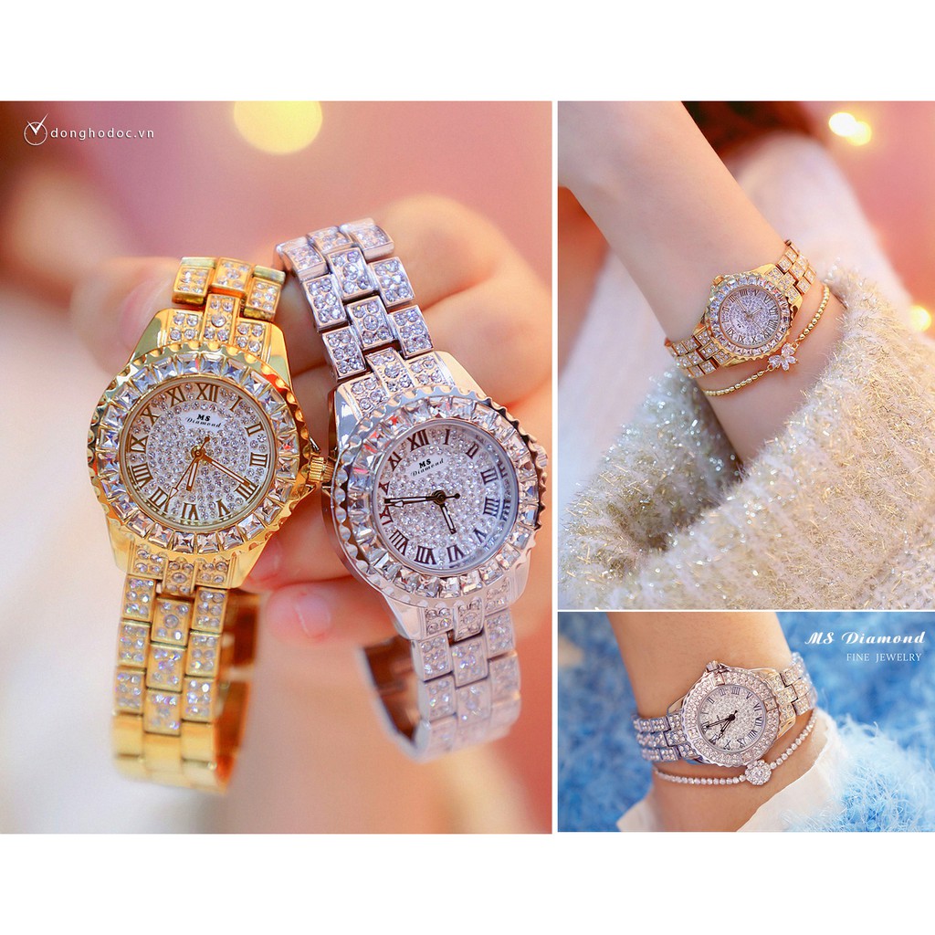 Đồng hồ nữ MS DIAMOND JAMIE Đính Đá Siêu Đẹp, Chống Nước, Tặng Hộp & Pin | BigBuy360 - bigbuy360.vn