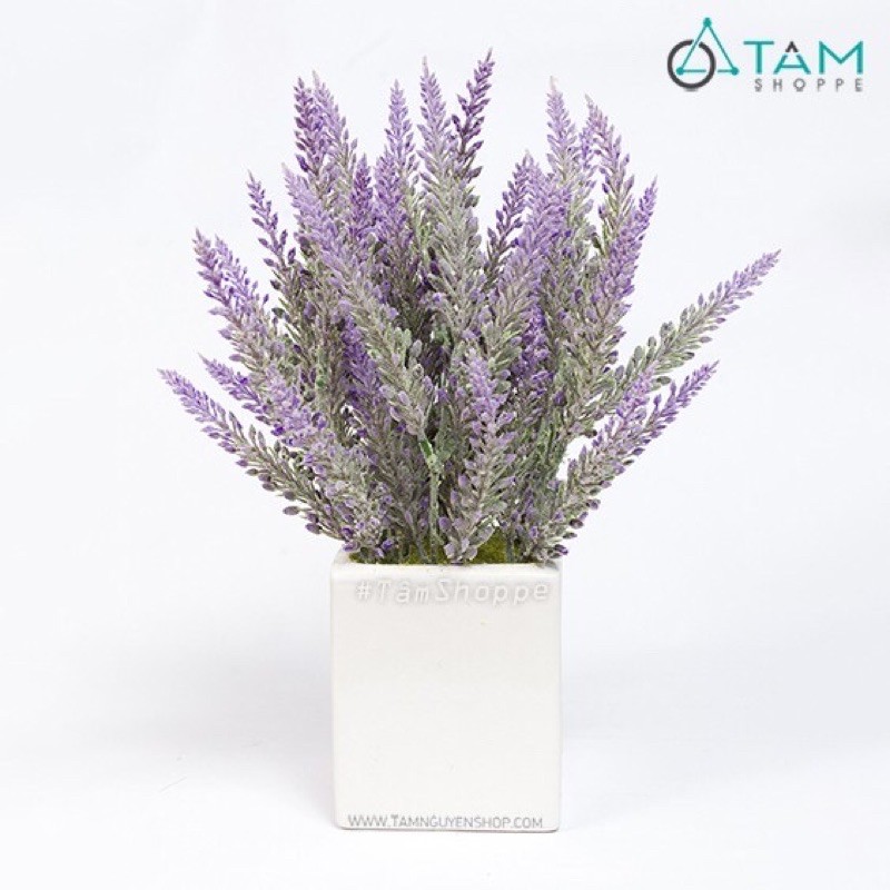 Cụm lavender 37cm điểm hoa lụa,hoa sáp