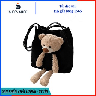 Túi xách nữ Thời Trang Phối Gấu Bông dễ thương TDC563