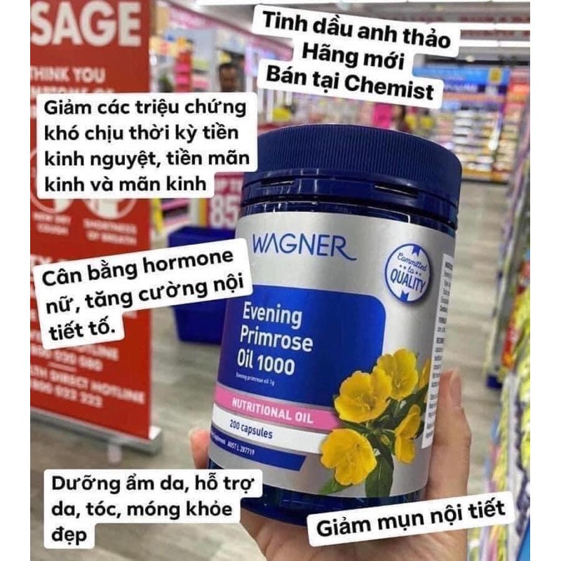 Viên uống tinh dầu hoa anh thảo Wagner Evening Primrose Oil Úc | Thế Giới Skin Care