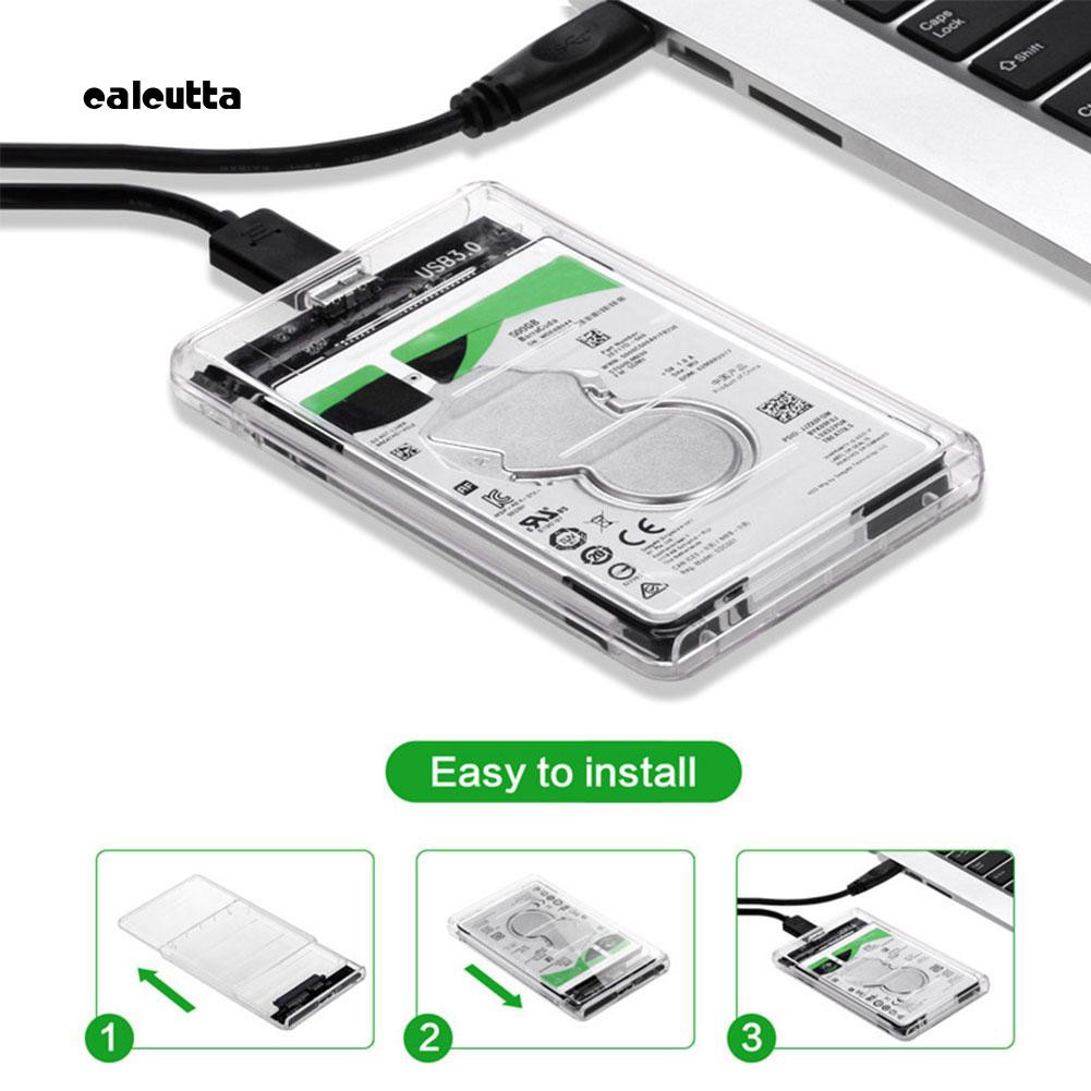 ☆_Transparent 2.5 Inch SATA to USB3.0 Mobile HDD SSD Case Box External Enclosure